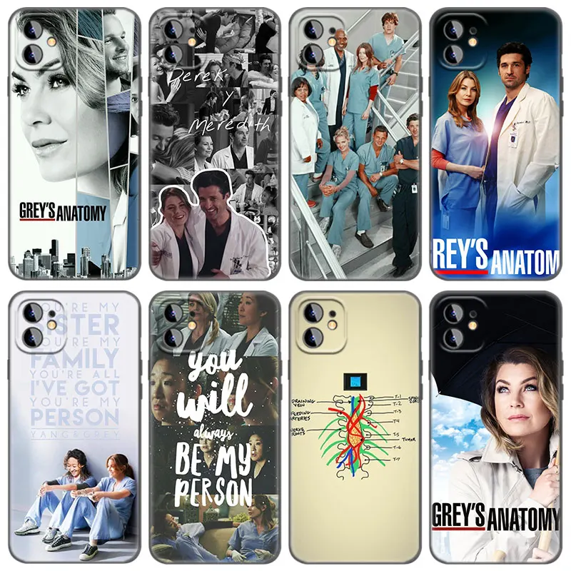 Greys Anatomy Nurse Doctor Phone Case For Apple iPhone 13 12 Mini 11 Pro Max XR X XS MAX 6 6S 7 8 Plus 5 5S SE 2020 Black Cover