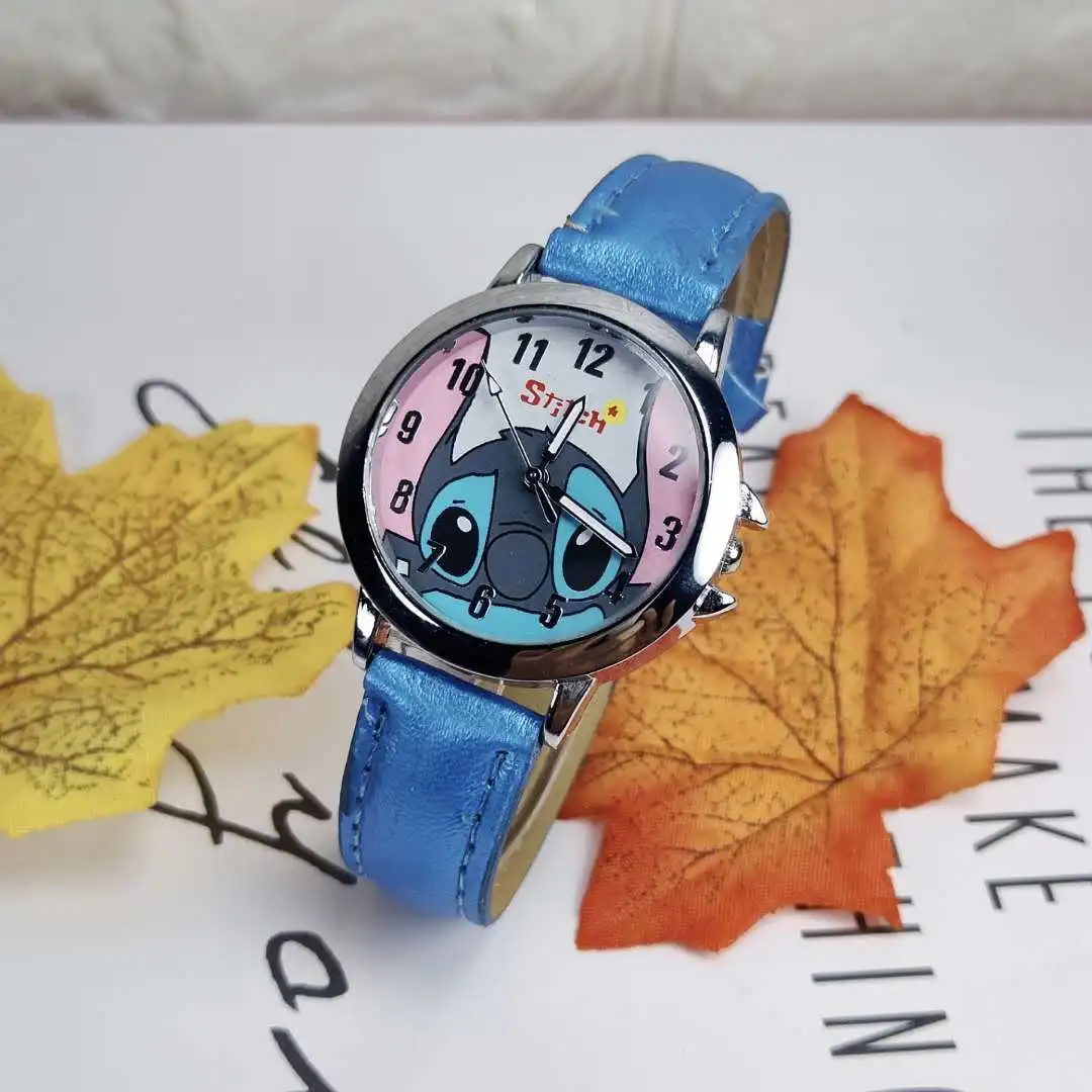 Disney StarCraft Bayi Stitch Anak Watch Boys Kartun Tahan Air Kulit Jam Tangan Anak Anak Laki-laki Watch Clock Jam Tangan