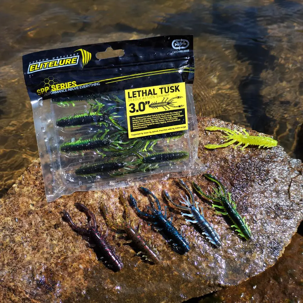 ELITELURE-cebos blandos flotantes para camarones, fuerte resistencia a morder, Wobblers de silicona para cangrejos, aparejo NED TEXAS, aparejos de pesca de lubina