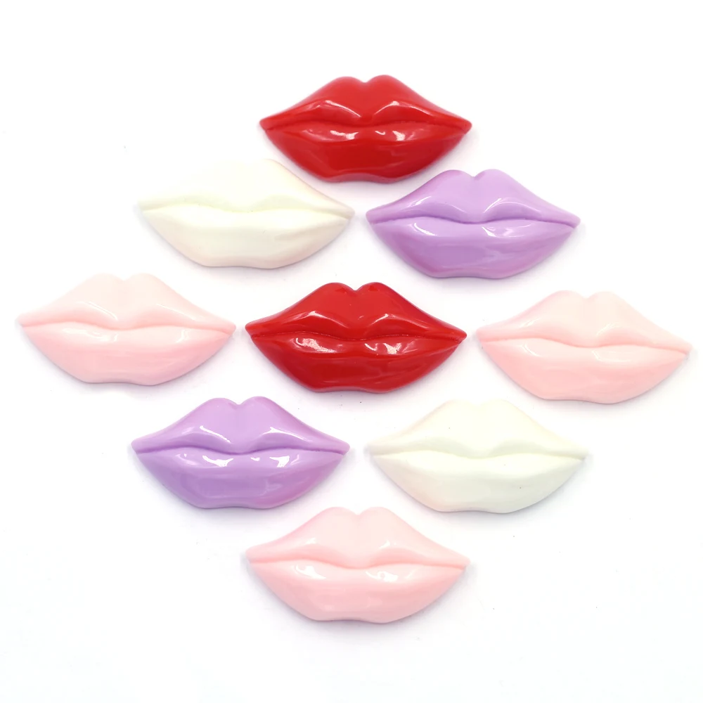 4Pcs Cabochon Embellishment Sexy Lips Beads Resin Flatback Scrapbooking Decoration Jewelry DIY Accessories 41x21mm