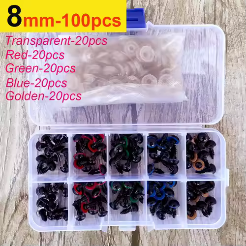 100pcs 8/10/12/14mm Plastic Safety Eyes For Toys Diy Mix Size Crochet Animal Eye For Doll toys amigurumi Accessories - Image 12