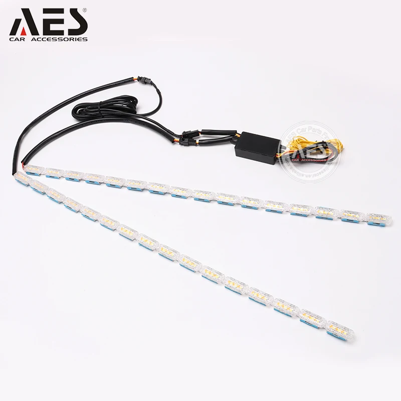 AES 2PCS LED Daytime Running Light for Audi Signal Light White+Yellow Running DRL 60CM Turn Signal Light Universal