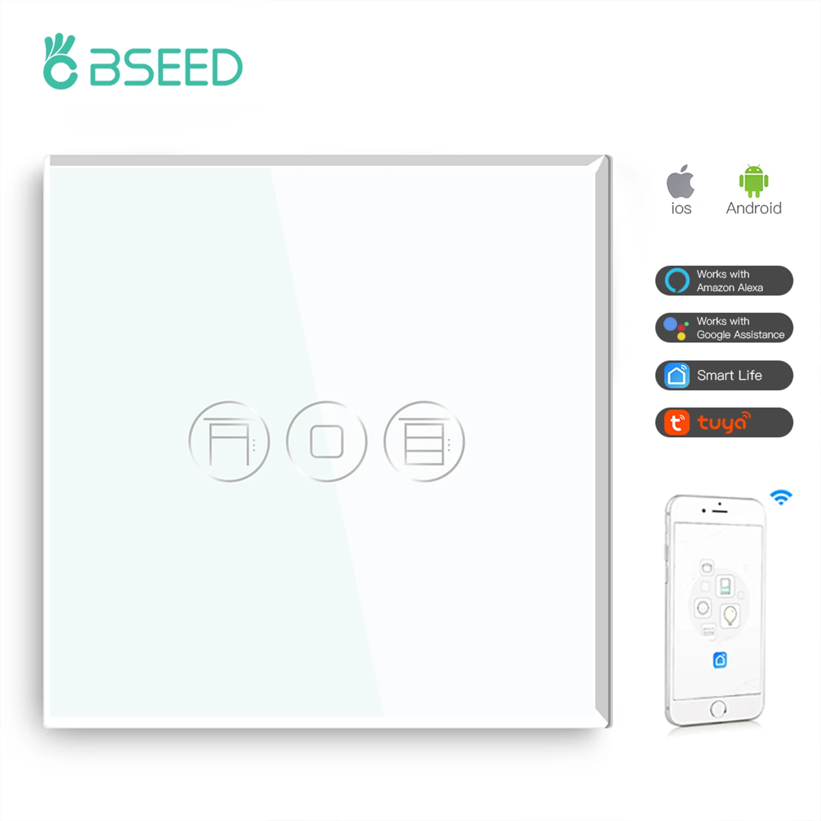 Bseed EU Wifi Smart Multi-gang Roller Shutter Switch Wireless Wifi Switches Control Tuya Smart Life Works with Alexa Google Home