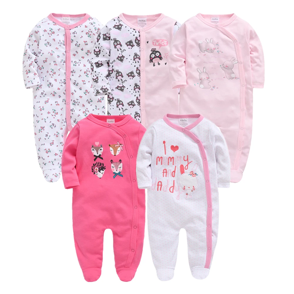 5pcs 3pcs Newborn Baby Girl Rompers roupa de bebe Newborn Jumpsuit Long Sleeve Cotton Pajamas 0-12Month Overalls Baby Clothes