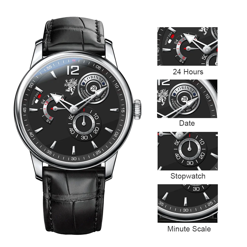 LOBINNI mens wrist watches,men automatic watch Switzerland top luxury brand man mechanical wristwatch waterproof clock relogio