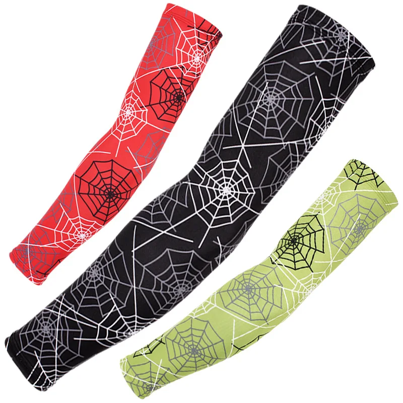 Outdoor Sleeves Arm 2 Pieces Cobweb Pattern Sunscreen Warmers Ice Silk Fabric Quick Dry Cycling Arm Sleeves Elbow Pad Arm Cover