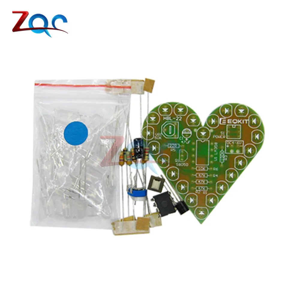 Heart Shape LED DIY Kit Heart Shape Lamp Kit DC 4V-6V Red White Blue Green Color for Soldering Kit Practice Learning Electronics