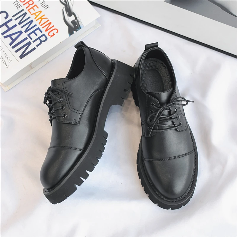 New Casual Fashion Trend Men Shoes Thick Bottom Breathable Lace-up Real Leather Loafers Men Luxury Sneakers Tooling Oxfords