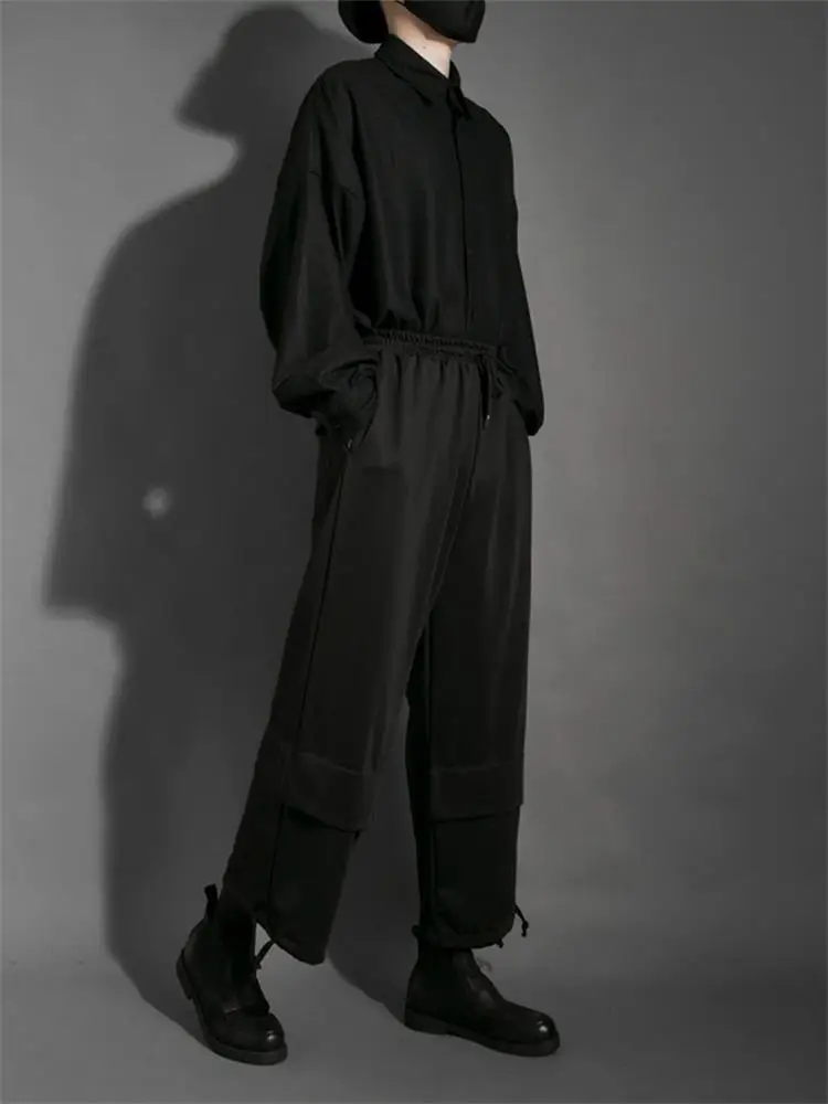 Men's new classic dark Yamamoto hairdresser dress and two loose plus size casual 9 divider wide leg pants