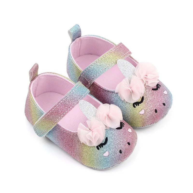 Bonito dos desenhos animados do bebê meninas berço sapatos recém-nascidos moda bling sola macia primeiros caminhantes primavera outono infantil