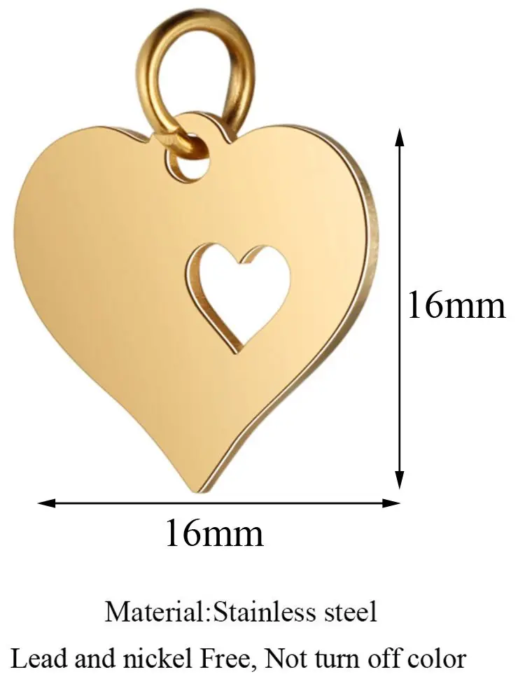 10 Stück/Set Edelstahl-Herzanhänger DIY Halskette Armband Handgemachter Schmuck Zubehör Großhandel – Detail 1