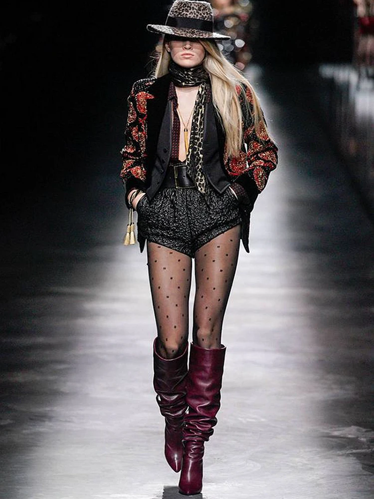 الركبة عالية ترهل الأحذية جلد طبيعي سبايك الكعوب الانزلاق على النساء فستان أحذية المدرج السيدات ماتي الجلود أحذية عالية الجودة #6