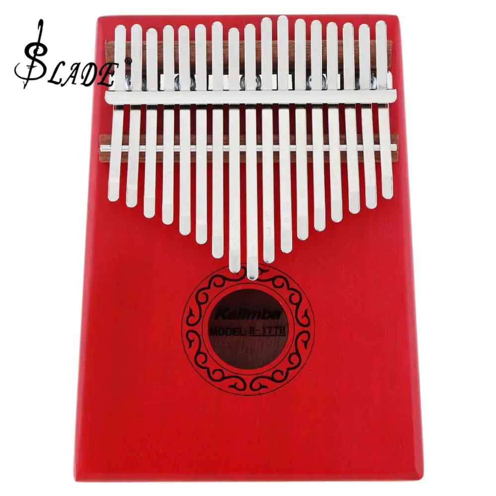 

SLADE 17 Key Red/Green/Gray Kalimba Single Board Mahogany Thumb Piano Mbira Mini Keyboard Instrument with Complete Accessories