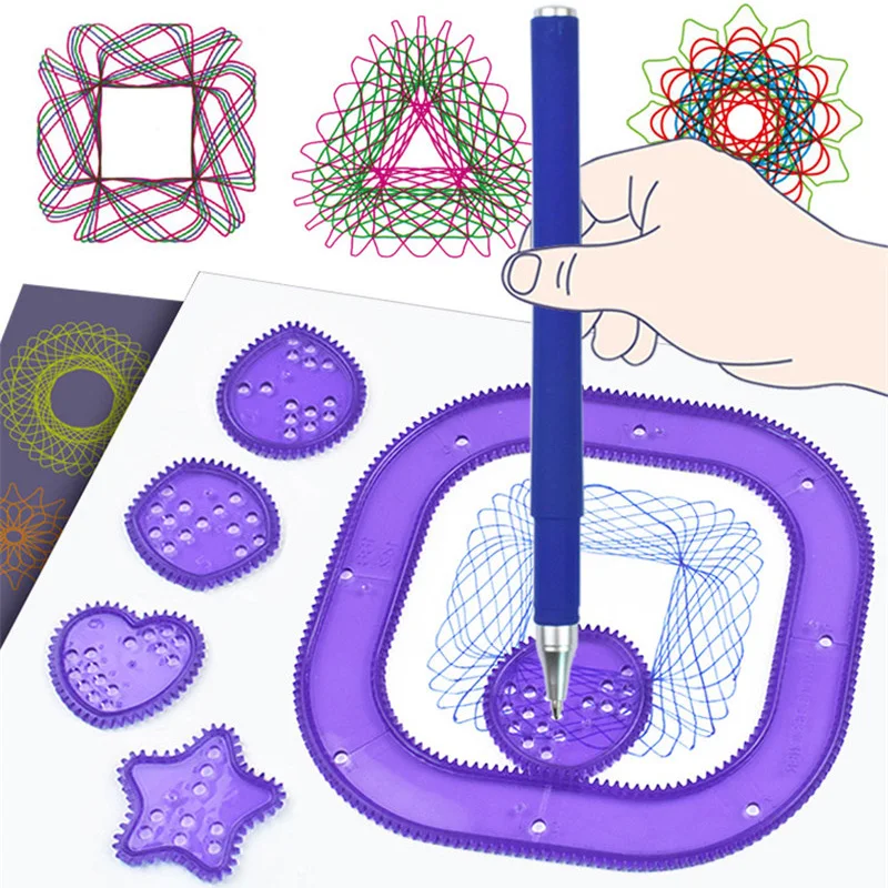 Kit multifuncional de ferramentas de desenho e pintura para crianças, coloração educativa, engrenagens espirais, brinquedo de desenho