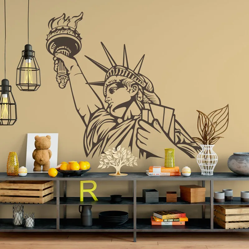 Large New York The Statue Of Liberty Wall Decal Kids Room Playroom City Urban Skyrime Wall Sticker Bedroom Vinyl Home Decor