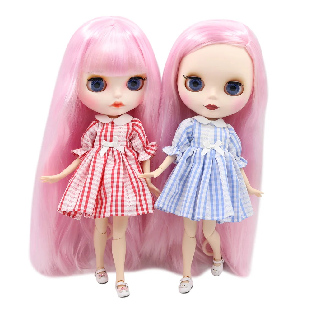 

ICY DBS Blyth doll long straight pink hair with white skin customized matte face nude Joint body BL1017