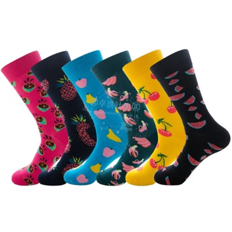 Cherry, banana, watermelon, lemon, pineapple, pear men and women in cotton fruit tube socks ZQ038