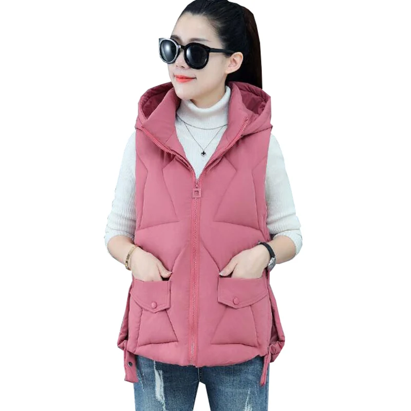 High-quality Waistcoat Female Jacket 2022 New Autumn Winter Short Down Cotton Vest Lady Outerwear Loose Hooded Vests Women