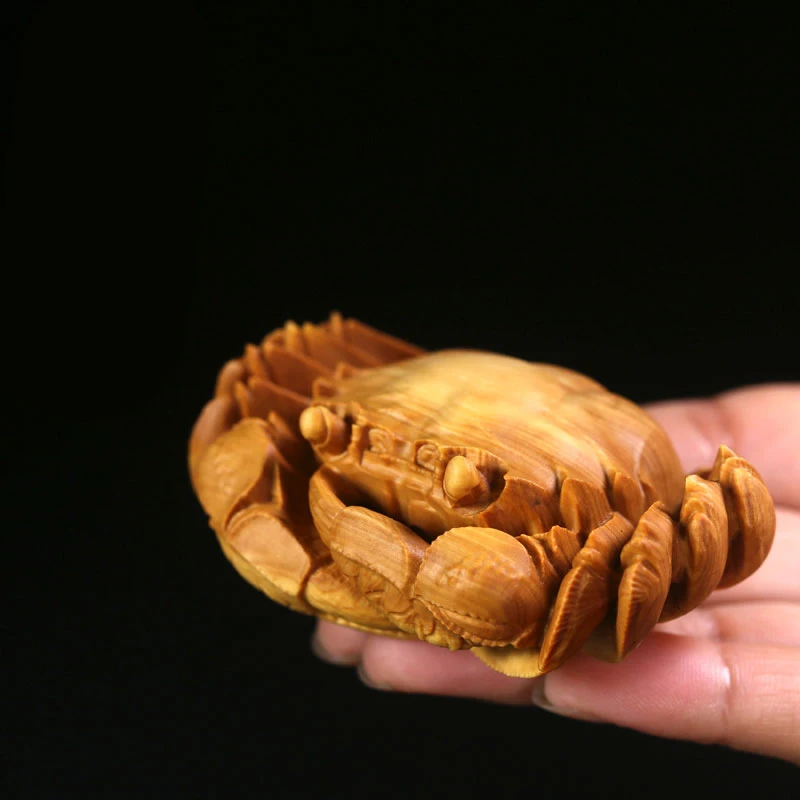 Mini Crab Carving for Gentleman's Token, Boxwood, Solid Wood Crafts, Feng Shui Inspired, Lucky Mascot, Chinese