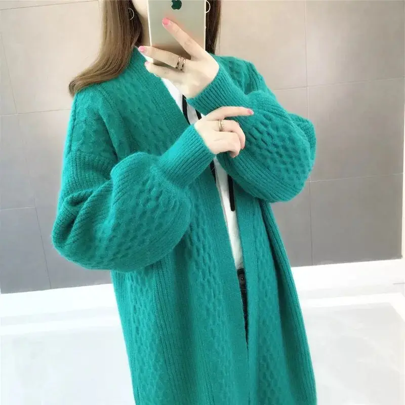 Autumn Ladies Cardigan 2024 Women Loose Knitting Sweater Long Knit Cardigan Plus Size Female Leisure Cashmere Sweaters Coat