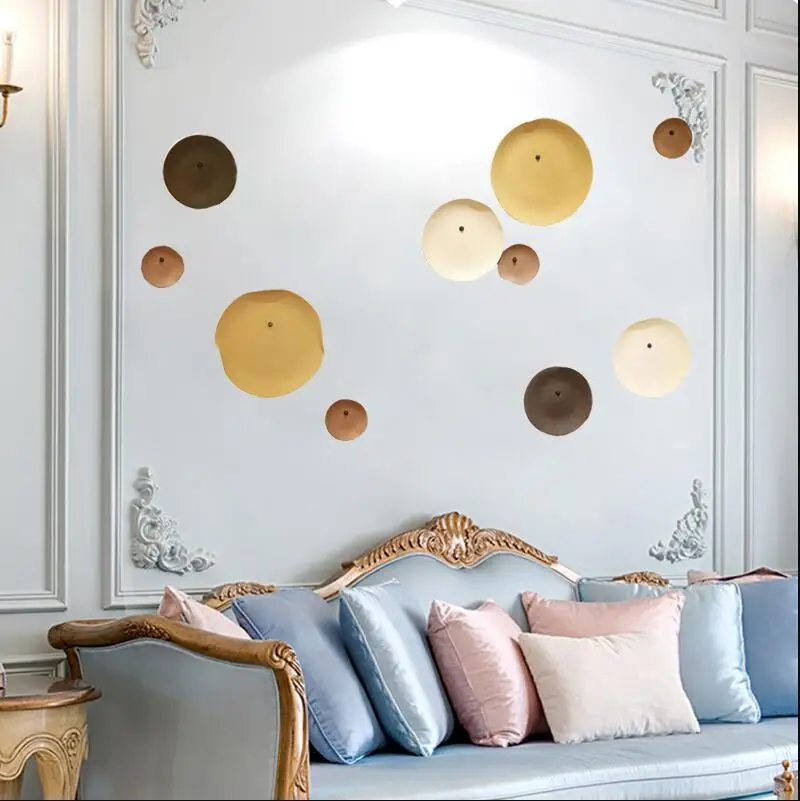 

European Round Wrought Iron Wall Sticker Crafts Home Livingroom Sofa Background Wall Hanging Decoration Hotel Office Wall Murals