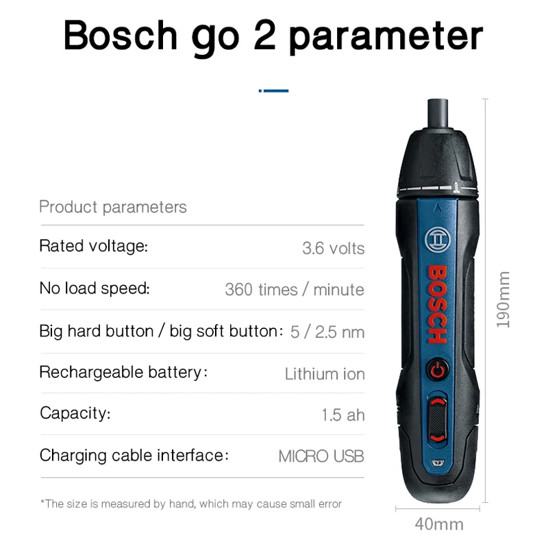 Bosch Go 2 Eectric Screwdriver Rechargeable Set 3.6V Automatic Screwdriver Multifunctional Hand Drill