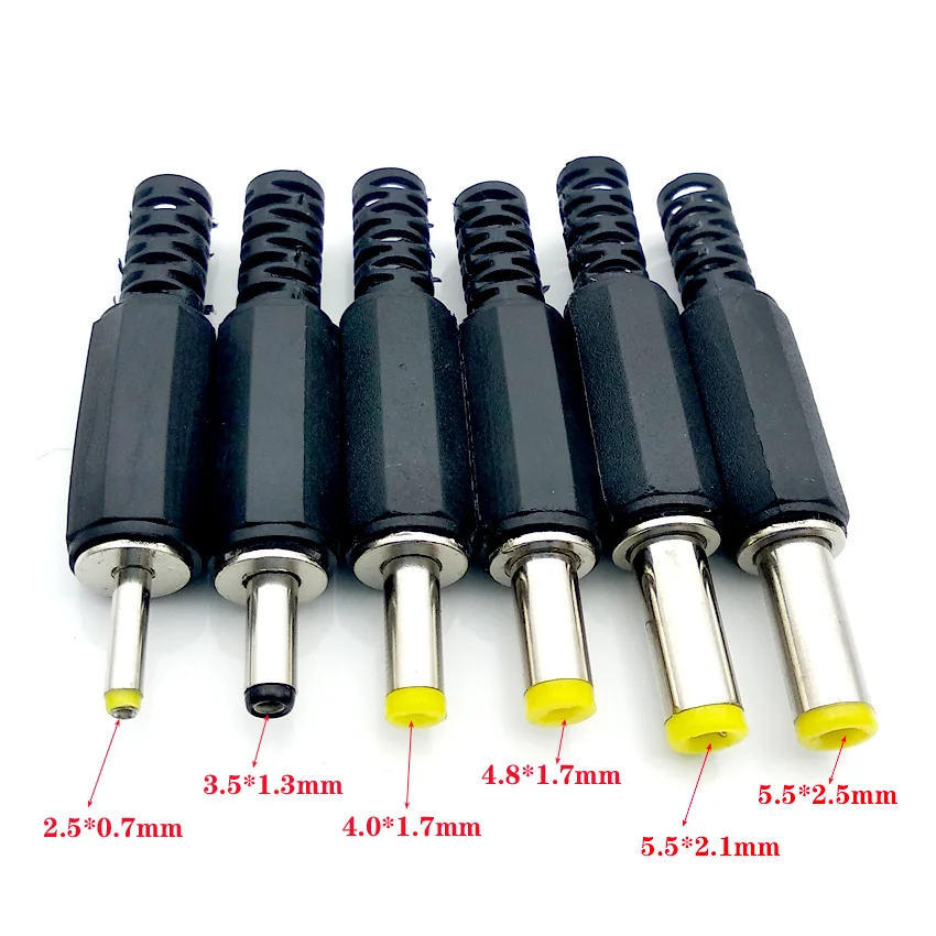 5 SZTUK 2,5 * 0,7 3,5 * 1,3 mm 4,0 * 1,7 mm 4,8 * 1,7 mm 5,5 * 2,1 mm 5,5 mm X 2,5 mm Męskie gniazdo wtykowe DC Adapter gniazda wtykowego Złącze adaptera