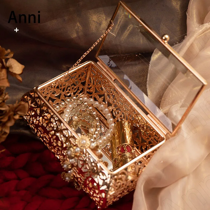 

Creativity Carved Glass Jewelry Storage Box Nordic Modern Lipstick Cosmetics Display Box Dressing Table Decorative Ornaments