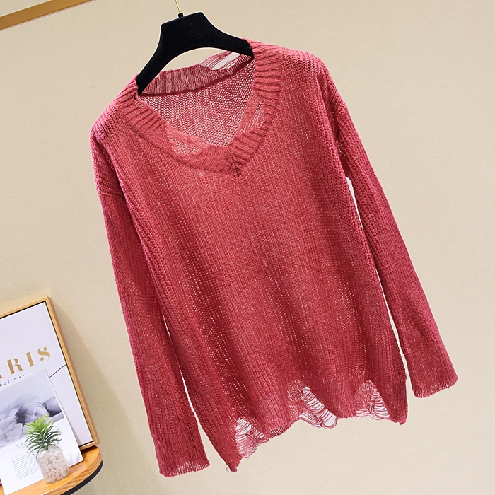 

Fashion Loose Sweater wit hole Casual Women Knitting Sweater Top