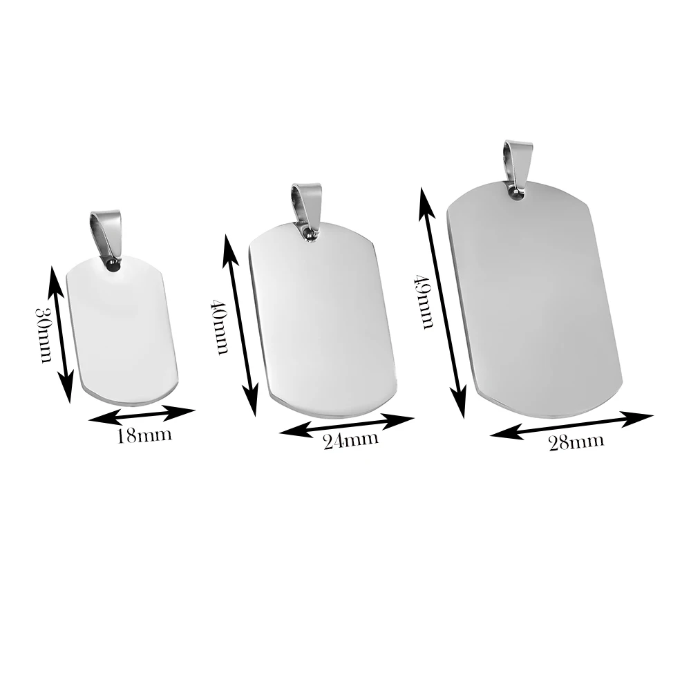 10 pcs  Stainless Steel Military Army Style ID Blank Dog Tags Pendant Rectangle Necklace Jewelry Accessories Dropship