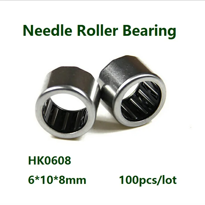 100pcs/lot HK0608 HK061008 6×10×8mm High quality Drawn Cup Type Needle Roller Bearing 6*10*8 mm