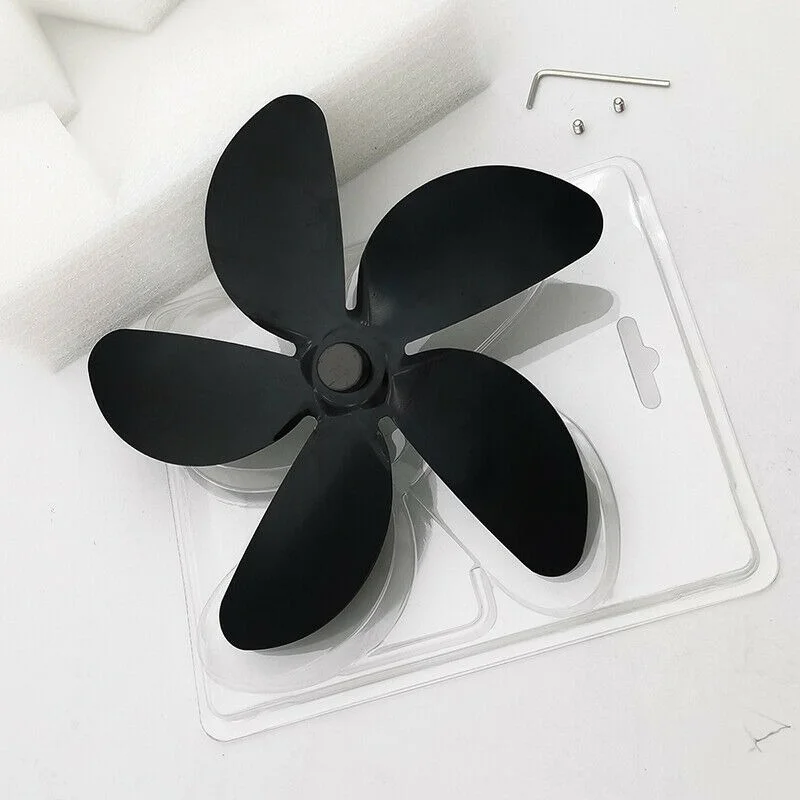 Cabezal de ventilador de estufa alimentado por calor de 5 aspas, piezas de repuesto para quemador de leña, negro, Universal, accesorios de