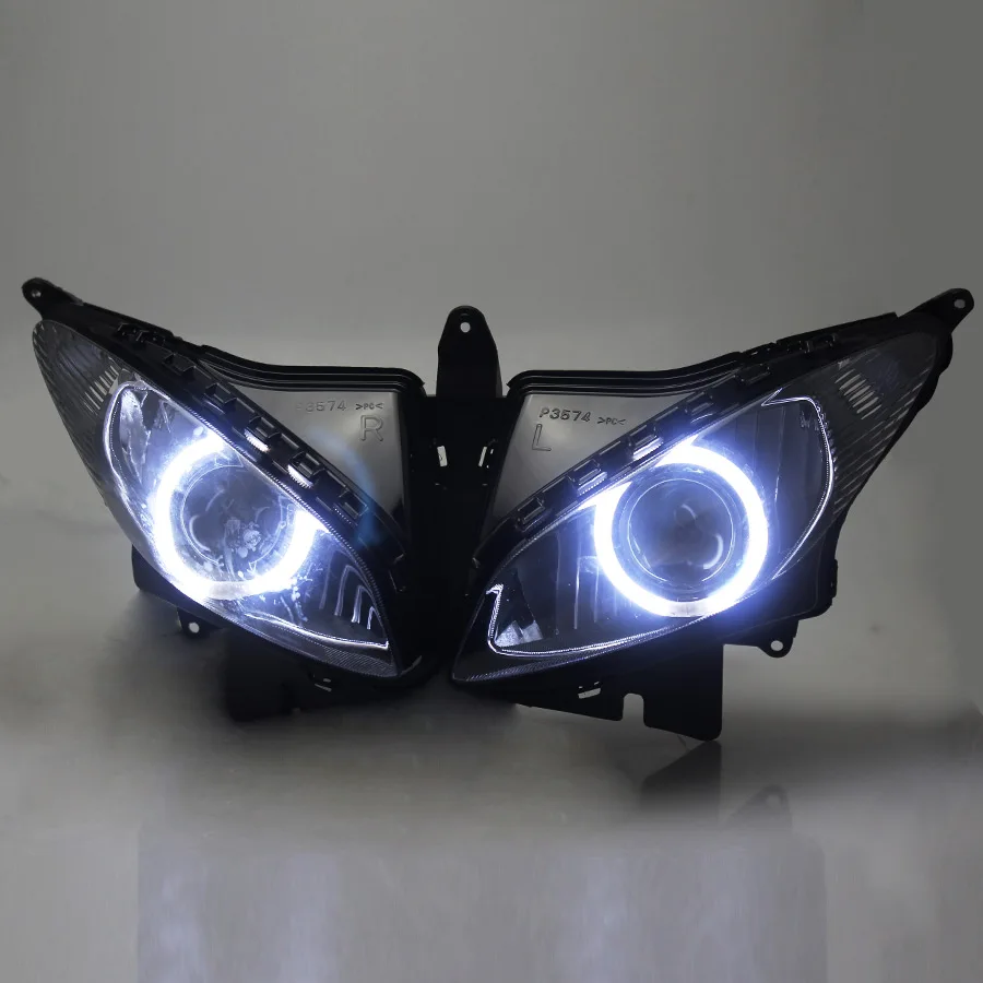 

Custom Headlight Assembly Dual Angel Eye HID Projector Fits for Yamaha FZ6S 2003-2009 Motorcycle Front Headlight