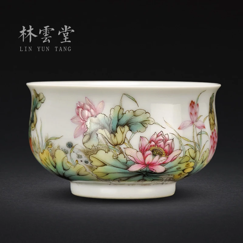 Lin Yuntang master cup single cup kung fu tea cups jingdezhen high-grade powder enamel cup sample tea cup