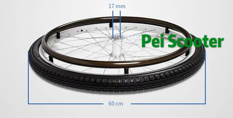 24inch 24 inch (also can 22 inch) spoke wheelchair wheel with PU solid tire phub-24wta