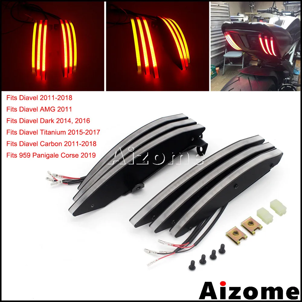 Motorcycle LED Turn Signal Brake Stop Light Taillight For Ducati Diavel AMG arbon Dark Titanium Rear Blinkers Tailamp 2011-2018