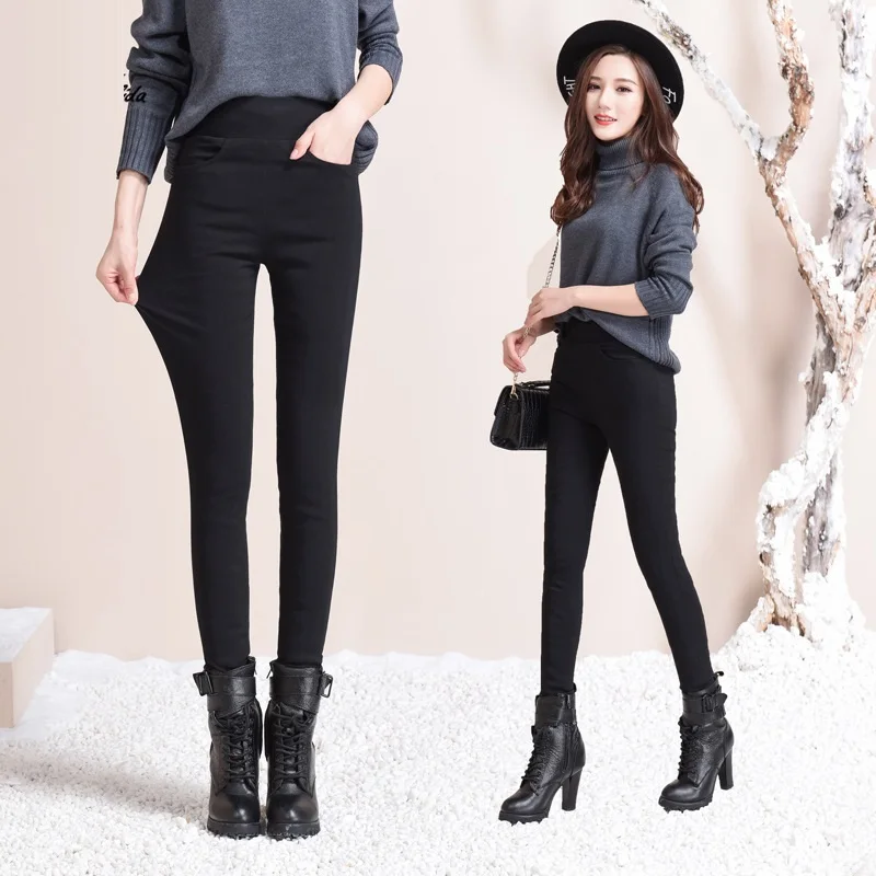 

Winter Pants Women 90% Duck Down Padded Pencil Pants Woman High Waist Skinny Sexy Pants Office Lady Down Trousers PT-459