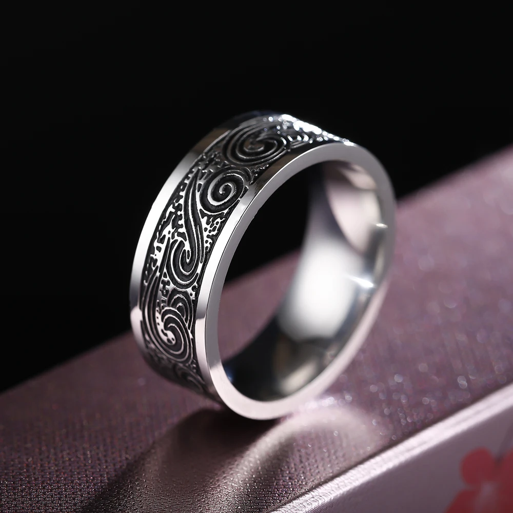  8mm Titanium Rings for Men and Women Birthday Gift triangular pattern discredit Ring