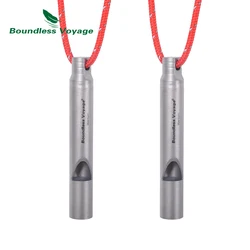 Boundless Voyage Titanium Whistle Outdoor Camping Hiking Hunting Emergency Survival Loud Whistle Coaches with Lanyard Ti9010O