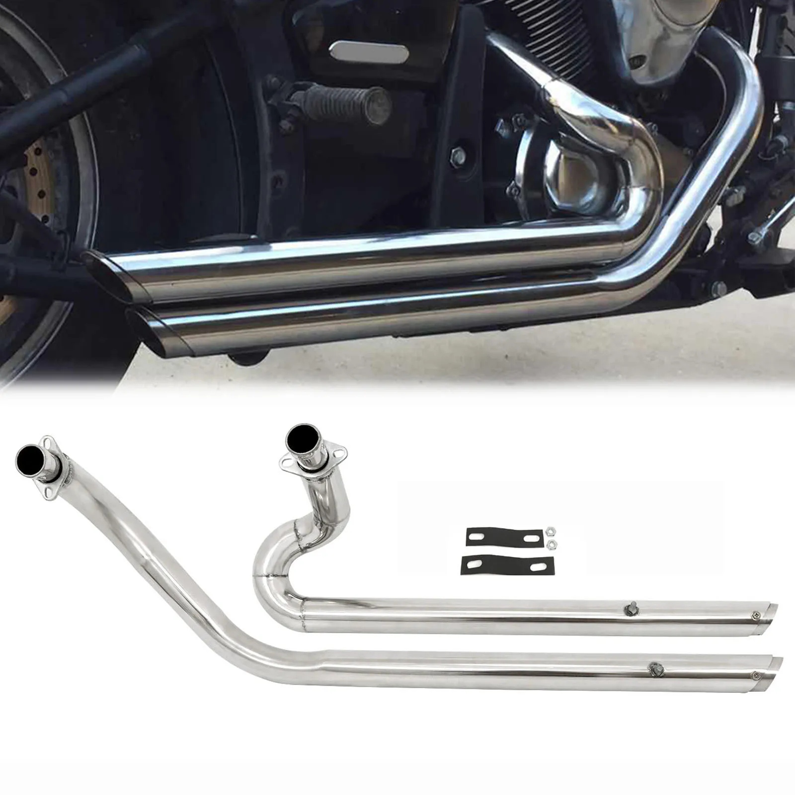 For Kawasaki Vulcan 900 S EN900 VN900 S900 All Years Motorcycle Staggered Slash Cut Exhaust Pipe Removable Muffler Silencers
