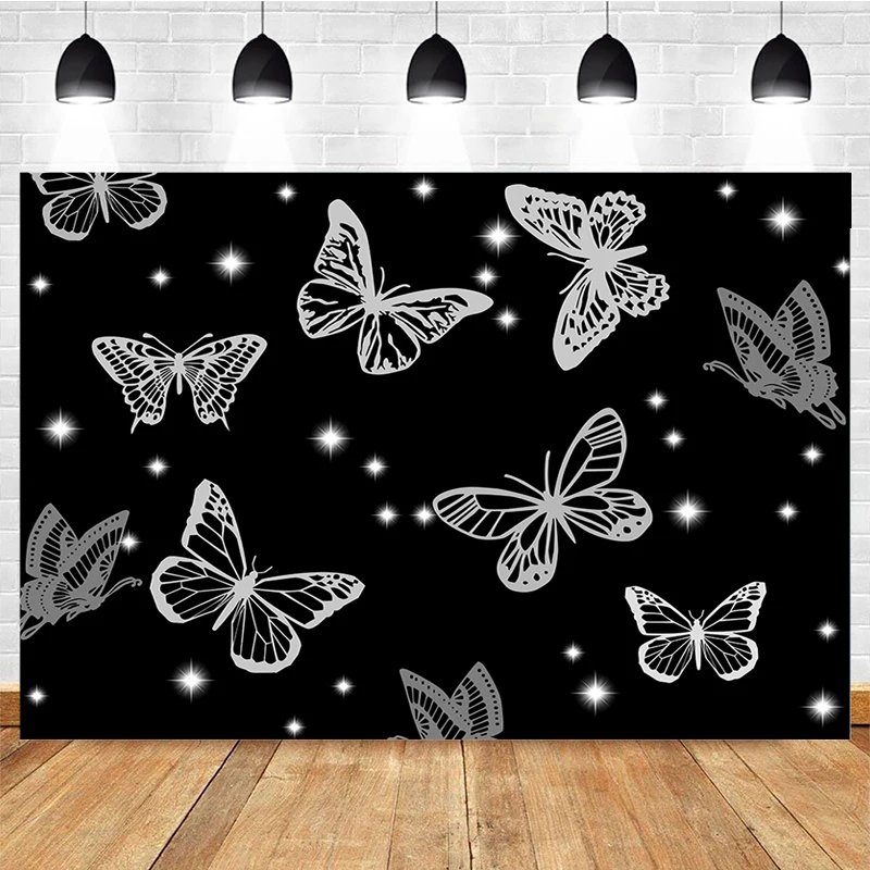 Mocsicka Child Portrait Photography Background Butterfly Starlight Decoration Props Baby Shower Photo Backdrop Studio