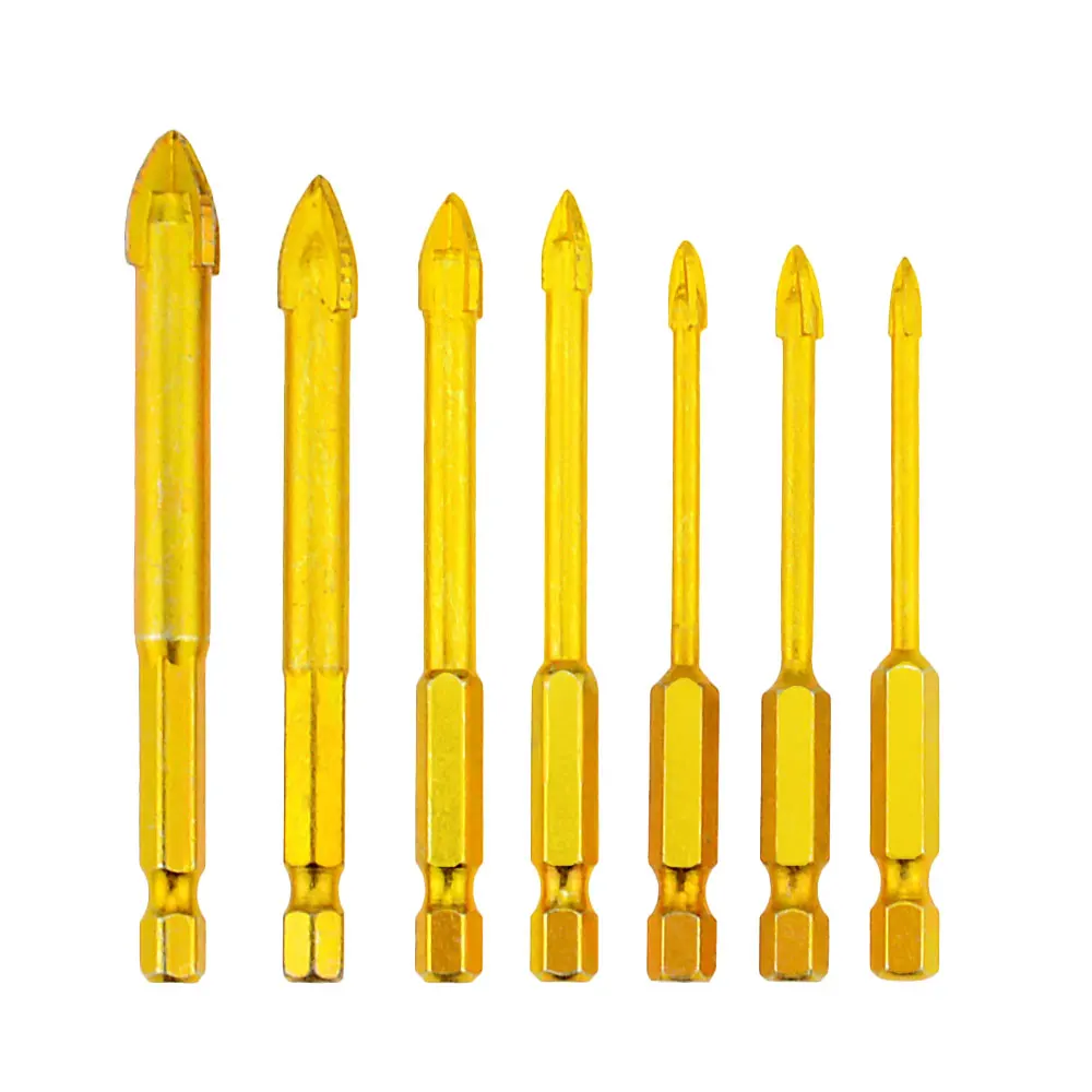 1PC Hexagonal Handle Cross Alloy Ceramic Four-Blade Drill Bit Drill for Vitrified Brick Ceramic Tile Glass Alloy Drill Bit Tool