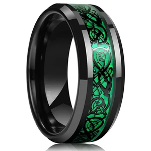 21 Farben 8mm Edelstahl Ring Keltischer Drache von Männern Rot schwarz schwarz schwarzer bandesband Ehering Schmuck 6-13 6 Hauptverkaufsringgröße 21 - №3