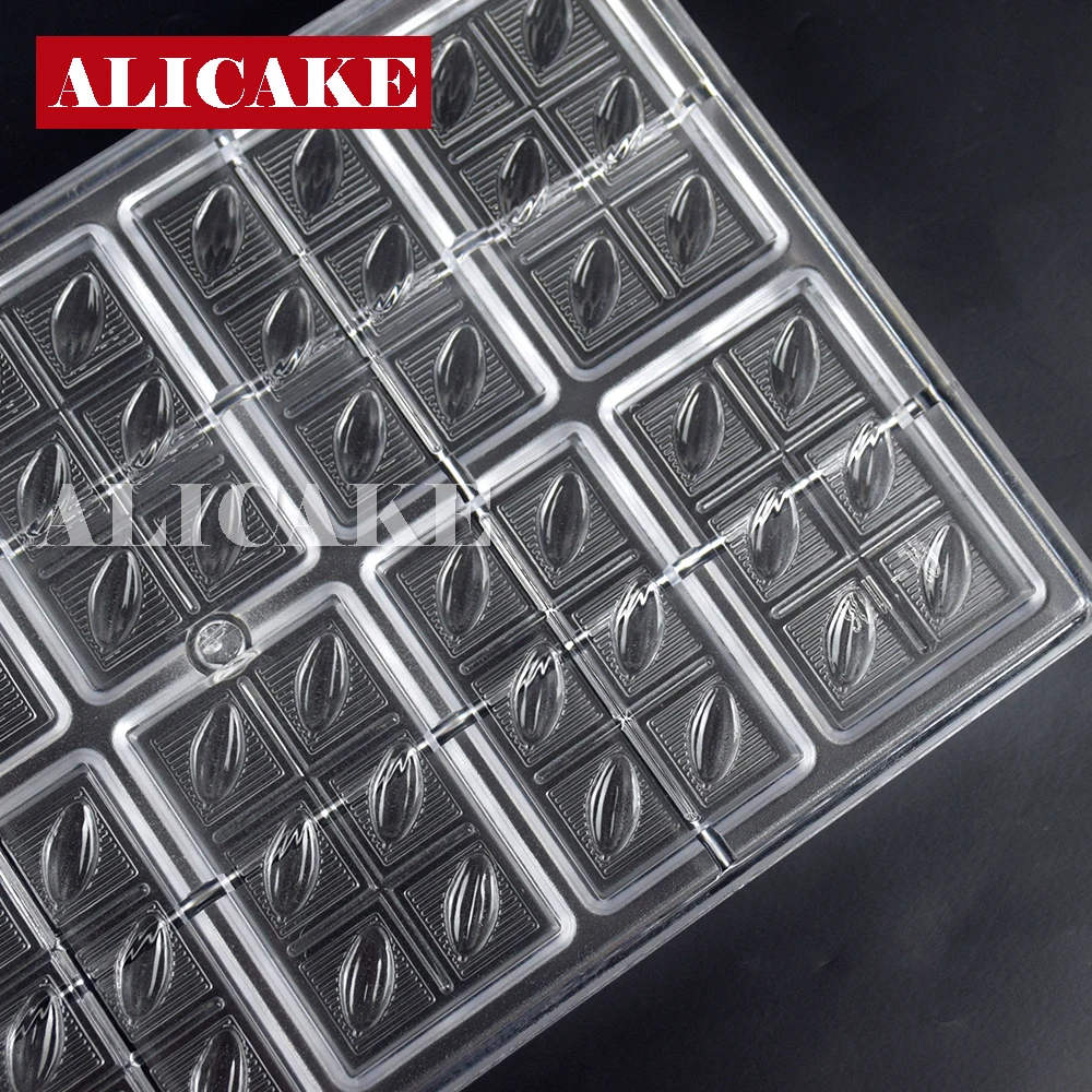 Polycarbonate Chocolate Mold Cocoa Bar Shape Candy Fondant Ice Mould Baking Pastry Acrylic Confectionery Utensils Pans Trays