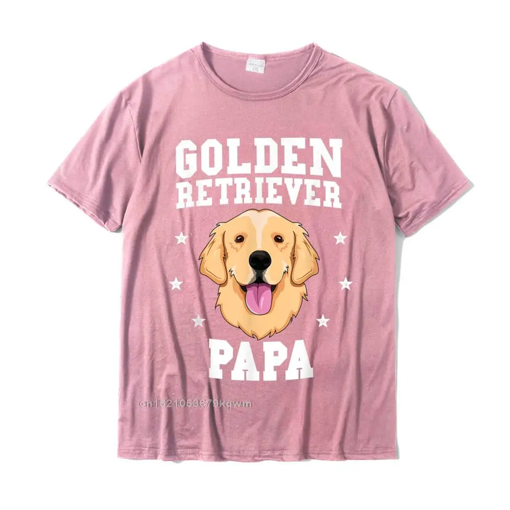 Golden Retriever Papa T-Shirt For Men Grandpa Dog Pet Owner T-Shirt Custom T Shirts Retro Tops Tees Cotton Men\'s Summer