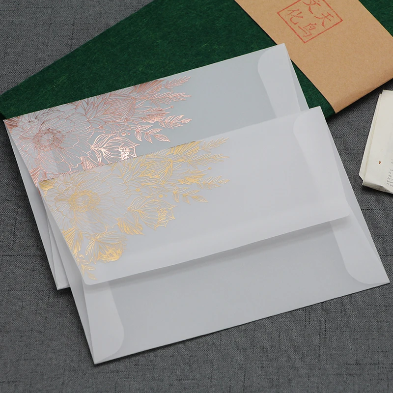 5pcs/lot Bronzing Transparent Envelopes Litmus Paper Envelopes For Wedding Invitation Envelopes for Cards