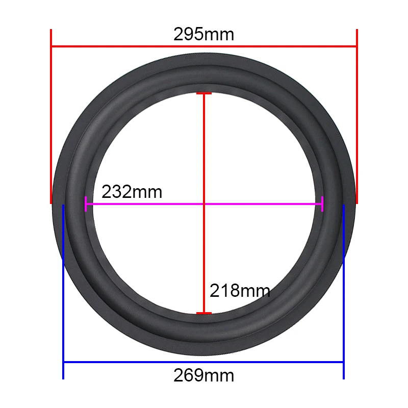 GHXAMP 12 INCH 295mm Subwoofer Speaker Rubber Surround Repair Parts Repairment Folding Edge Side diy 218MM 2PCS