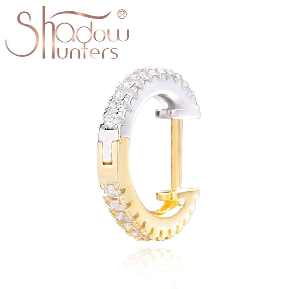 SHADOWHUNTERS-أقراط حلقية من الفضة الإسترليني عيار 925 بألوان متباينة ومجوهرات بأحجار تشيكوسلوفاكيا للنساء #1