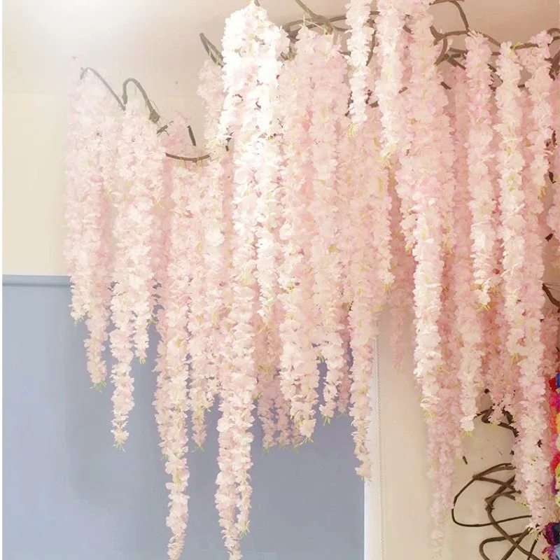 

30cm/60cm/90cm/120cm Artificial Flower String Encryption Hydrangea Wisteria Vine for Wedding Centerpieces Decorations 100pcs lot