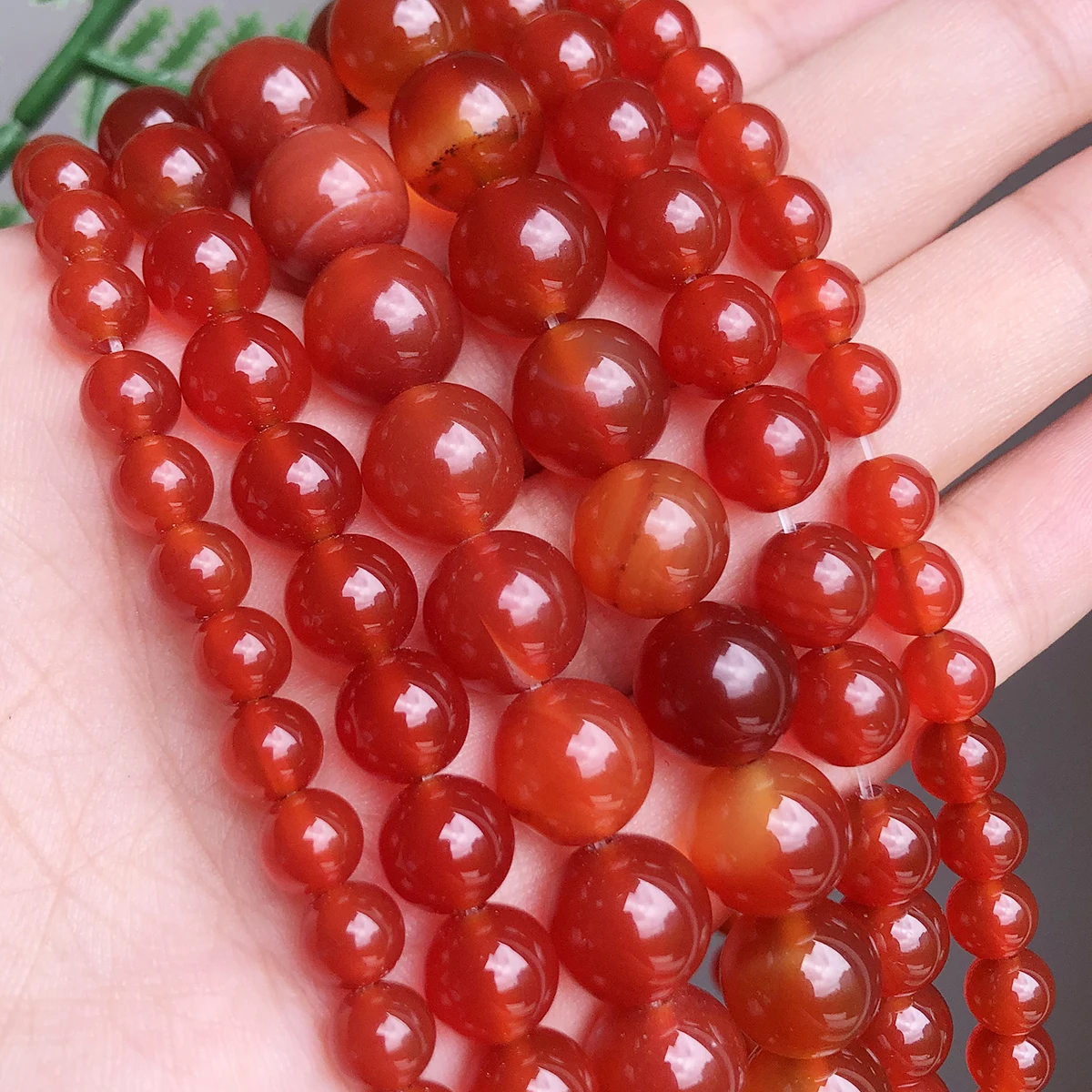 Natural Stone Beads Smooth Round Red Carnelian Onyx Loose Beads For Jewelry Making 15.5\